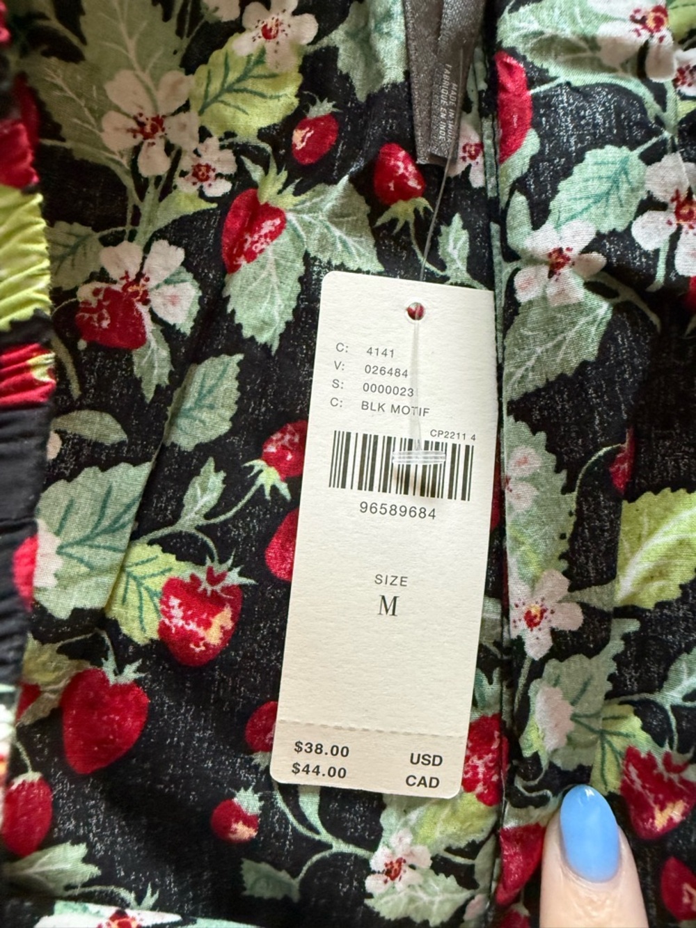 Anthropologie Black Floral & Strawberry High-Waist Shorts - Picture 3 of 5